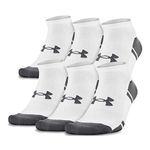 Under Armour Men's Synthetic Resistor 3.0 No Show Socks (White/Graphite, Medium) - 6 Pairs