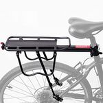 SHINESTONE Bike Rear Rack, Bicycle Rear Back Seat Luggage Rack Holder Carrier for Panniers Bags, Luggage, Cargo, 50kg Load, Aluminum Alloy Adjustable with Reflector for Cycling(Black)