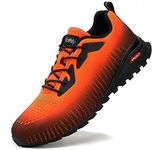 Kricely Men's Trail Running Shoes Fashion Hiking Sneakers Tennis Cross Training Shoe Outdoor Snearker Casual Workout Footwear（Orange 11 Wide）