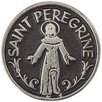 Cathedral Art (Abbey & CA Gift Saint Peregrine Pocket Token, Silver, Black, 0.20" x 1.00"