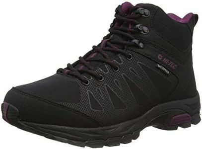 Hi-Tec Women's Raven Mid Wp Walking Shoe, Black Black Grape Wine 21, 10 US