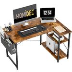 HOMIDEC L Shaped Desk 100CM Computer Desk Study Office Desk Gaming Desk Writing Table With Bookshelf Reversible Corner Desk For Home Office Studio Workstation