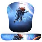 TECKNET Keyboard Wrist Rest and Mouse Pad with Wrist Support, Memory Foam Set for Computer/Laptop/Mac, Lightweight for Easy Typing & Pain Relief Ergonomic Mousepad-Blue Astronaut