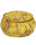 Aditi Wasan Golden Embroidered Jewellery Vanity Organiser Round Zipper Box (Yellow)