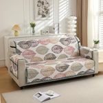 HOKIPO Polyester 3 Seater Quilted Sofa Cover with Pockets, Multicolor Linden Leaf (IN-813-D7)