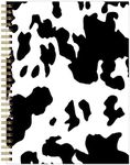 FVBAO Spiral Journal Notebook for Women,Cute A5 College Ruled Notebooks 6"x 8.4", 120 Pages Lined Journal with Premium Thick Paper,Perfect for School Office Home Gifts(Black White Cow Print)