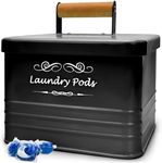 ELITAPRO Laundry Pods Holder - Modern Farmhouse Laundry Pods Container - Metal Detergent Pods Container with Lid for Laundry Room Decor and Accessories - Laundry Room Organization & Storage