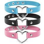 ASTER 3PCS Gothic Heart Choker Necklace Adjustable Leather Choker Punk Collar for Women and Girls Cosplayer