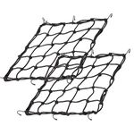 Zoe sunny 2Pack 15.7"x15.7" Cargo Net, Heavy Duty Bungee Net Stretches to 31.5"x31.5", Gear Helmet Luggage Thicken Netting with 3"x3" Small Mesh & 6 Adjustable Metal Hooks for Motorcycle, Bike, ATV