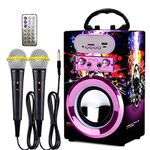 IndeCool Kids Bluetooth Karaoke Speaker with 2 Microphones, Remote Control Speaker Portable Karaoke Machine for Kids Adult Party Gift (Purple)