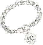 Ross-Simons Monogram - Sterling Silver Heart Charm Bracelet. 7 inches