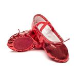 MsMushroom Girl's Pu Ballet Dancing Shoes with Split Soft Sole,Red,5 M US