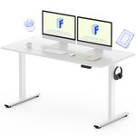 FLEXISPOT Electric White Standing Desk Whole Piece 55 x 28 Inch Desktop Adjustable Height Desk Home Office Computer Workstation Stand up Desk (White Frame + 55" White Top, 2 Packages)