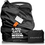 Bramble Extra Large Gate Check Stroller Bag for Airplane - Stroller Storage Bag (Black, 47", 600D Oxford Waterproof) - Double Stroller Travel Bag for Airplane, Baby Stroller Cover for Air Travel