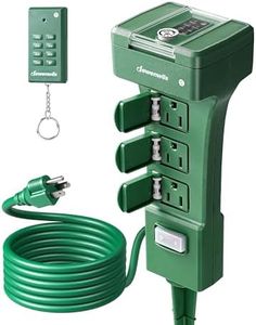 DEWENWILS Outdoor Power Stake Timer Waterproof, 100FT Range Remote Control Outlet Timer, 6 Grounded Outlets 6FT Cord, Photocell Dusk to Dawn, for Lights, Christmas Decor, Garden, 1875W/15A UL Listed