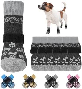 KOOLTAIL Non-Slip Dog Socks for Hardwood Floors, Dog Socks with Grippers for Hot/Cold Pavement, Outdoor Dog Shoes Booties&Paw Protector to Prevent Licking for Small Medium Large Senior Dogs, Grey M