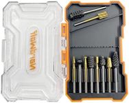 NordWolf 10-Piece Wood Carving Rasp Files Set for Rotary Tools, with 1/8" Straight Shank for Woodworking, Deburring, Shaping and Grooving in Storage Case
