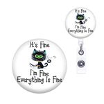 ANDGING Cute Cat Nurse Badge Reel Retractable Badge Clips Holder with Alligator It's Fine, I'm Fine, Everything is Fine Funny Badge Reels Retractable for Nurses RN LPN CNA LVN Medical Office