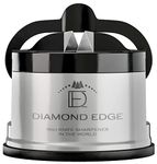 Diamond Edge No.1 Knife Sharpener - Lifetime Use for Any Knife from Chef's, Utility to Steel Pocket Knives - Professional Safe Manual Knife Sharpening Tool, Silver