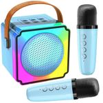 Joycome Kids Karaoke Machines with 2 Microphones, Portable Bluetooth Speaker with Colorful LED Light, Voice Changing, Mini Karaoke Machine for 3-18 Year Old Girl Boy Toys Birthday Presents - Blue