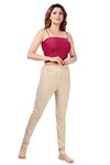 FLY FREE Plus Size High Waist Elastic Stretchable Churidar Leggings for Women Size M to 10XL Beige