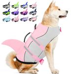 Dog Life Jacket, Large Dog Life Vest for Swimming Boating, Shark Life Jackets for Small Medium Large Dogs, Reflective Dog Lifesaver Life Preserver Swimsuit with Rescue Handle and High Buoyancy