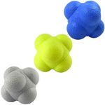 AIRLAXER Reaction Ball,Reflex Ball for Hand Eye Coordination Training,2.83 inch,Pack of 3-Blue,Yellow,Grey