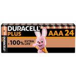 Duracell Plus AAA Batteries (24 Pack) - Alkaline 1.5V - Up To 100% Extra Life - Reliability For Everyday Devices - 0% Plastic Packaging - 10 Year Storage - LR03 MN2400