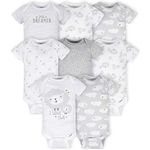 Gerber unisex-baby 8-pack Short Sleeve Onesies Bodysuits, Sheep Grey, 12 Months