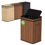 Mihoho 80 Liter/21 Gallon Large Trash Can with Lid, Garbage Bin Wastebasket made of bamboo, Outdoor Garbage Can/Waste Bin for Home, Office, Bathroom, Kitchen 40X30X60 CM (dark coffee)