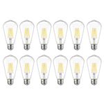 CXLHO 12 Packs ST58 LED Edison Bulbs, 4 Watt Vintage Light Bulbs Equivalent to 40 Watts, High Brightness 5000K Daylight White Light Bulbs, 80+ CRI, E26 Base LED Bulbs, Clear Glass, Dimmable