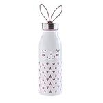 Aladdin Zoo Thermavac Stainless Steel Childrens Water Bottle 0.43L Bunny – Keeps Cold for 7 Hours - Soft Silicone Fingerloop - Kids Water Bottles for School - BPA-Free Thermos Flask - Leakproof