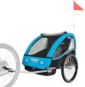 Veelar Sports Bike Trailer Double Seat for 1 or 2 toddlers, Kids, Child Bicycle Carrier (Blue)