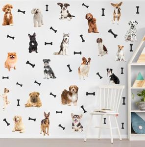 OLMIXA Dogs and Bones Wall Decals - Pet Puppy Wall Stickers for Dog Lover Gifts - Vinyl Animal Wall Decals for Nursery Kids Bedroom Playroom Decor