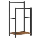 HOOBRO Freestanding Towel Rack, 2 Tier Blanket Ladder Holder for Bathroom, 42 x 24 x 80 cm, Blanket Rack, Industrial Drying and Display Rack with Shelf, Metal, Rustic Brown and Black BF02LB01