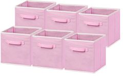 SimpleHouseware 6 Pack Foldable Cube Storage Bin Organizer, Pink (11 inch H x 10.75 inch W x 10.75 inch D)