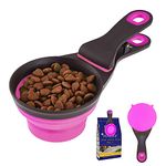 3-In-1 Dog Food Scoop with Bag Clip and Measuring Cup, Collapsible Pet Food Scoop for Cats, Dogs, and Small Pets - Cat Food Scoop Dog Food Scooper for Containers Red 1 Cup