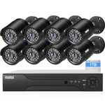 maisi 8CH 1080P DVR Recorder CCTV Security Camera System w/1TB Hard Drive, 8x 2.0MP Outdoor Bullet Cameras, IP66 Waterproof, Night Vision, APP Push and Email Alert, 24/7 Continuous/Motion Recording