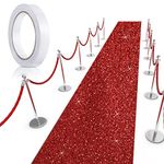 Tatuo Carpet Runner Runway Rug 55 Gsm Thickness with Carpet Tape for Prom Wedding Christmas Party Outdoor Indoor Hallway Rug(Glitter Red,2.46 x 30 Feet)