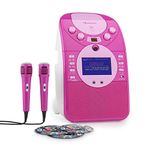 AUNA ScreenStar - Karaoke System Audio Video recording function, 3.5 Inch TFT Display, 2 x Microphone, Video Out, CD + G-Player, USB, MP3, Echo effect, AVC - Pink