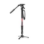 Manfrotto Element MII Video Kit Aluminium Fluid Monopod with Video Head, Slim and Lightweight, Loads up to 4kg, Foldable Fluid Base, 4 Sections, Twist Locks, for Mirrorless and DSLR Cameras Red