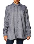 Dickies Women's Long-Sleeve Plaid Flannel Shirt Work Utility Button, Blue Two Tone Herringbone, Medium