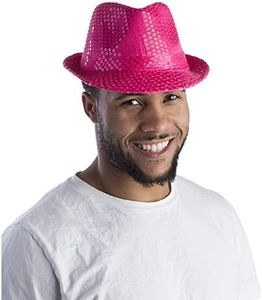 Dress Up America Sequin Fedora for Adults - Sequined Party Fedora - Costume Accessory for Halloween (Pink Sequins)