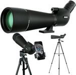 GUANIEE 25-75x80 Spotting Scope for Target Shooting with Upgraded Tripod Carrying Bag and Phone Adapter Spotter Scope Hunting Bird Watching Black