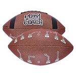 PlayCoach Peewee Football with Route Tree for Kids 6 to 9 - Endorsed by Drew Brees, Peewee Football, Beach Football, K2 Football, Leather (Brown, 9.5" x 5.6" Peewee Sized)