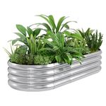 HOXHA Planter Raised Beds, 5X2X1 FT Land Guard Oval Galvanized Steel Planter Box, Metal Raised Garden Bed kit, for Outdoor Growing Fresh Veggies, Flowers, Herbs, and Succulents