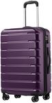 Coolife Luggage Suitcase Carry-on Spinner TSA Lock USB Port Expandable (only 28’’) Lightweight Hardside Luggage (Purple, L(28in))