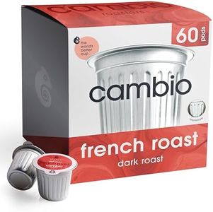 Cambio Roasters French Dark Roast Organic Coffee Pods - The Only Organic Recyclable Aluminum Coffee Pods, Small Batch Roasted, Keurig® Compatible, Toasty Flavor, Lower Acid, Lasting Freshness, 60 Count