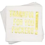 Thankful for You Napkins, Friendsgiving Party Decorations, Thanksgiving Table Decor, Gold Foil Napkins (5 x 5 In, 50-Pack)