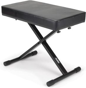 On-Stage KT7800+ Deluxe X-Style Keyboard Bench (Portable, Folding, Seating for Keyboards, Synths, Organs, Digital Pianos, Height Adjustable, Padded, Cushioned, Metal Base, Nonslip Rubber Feet, Black)